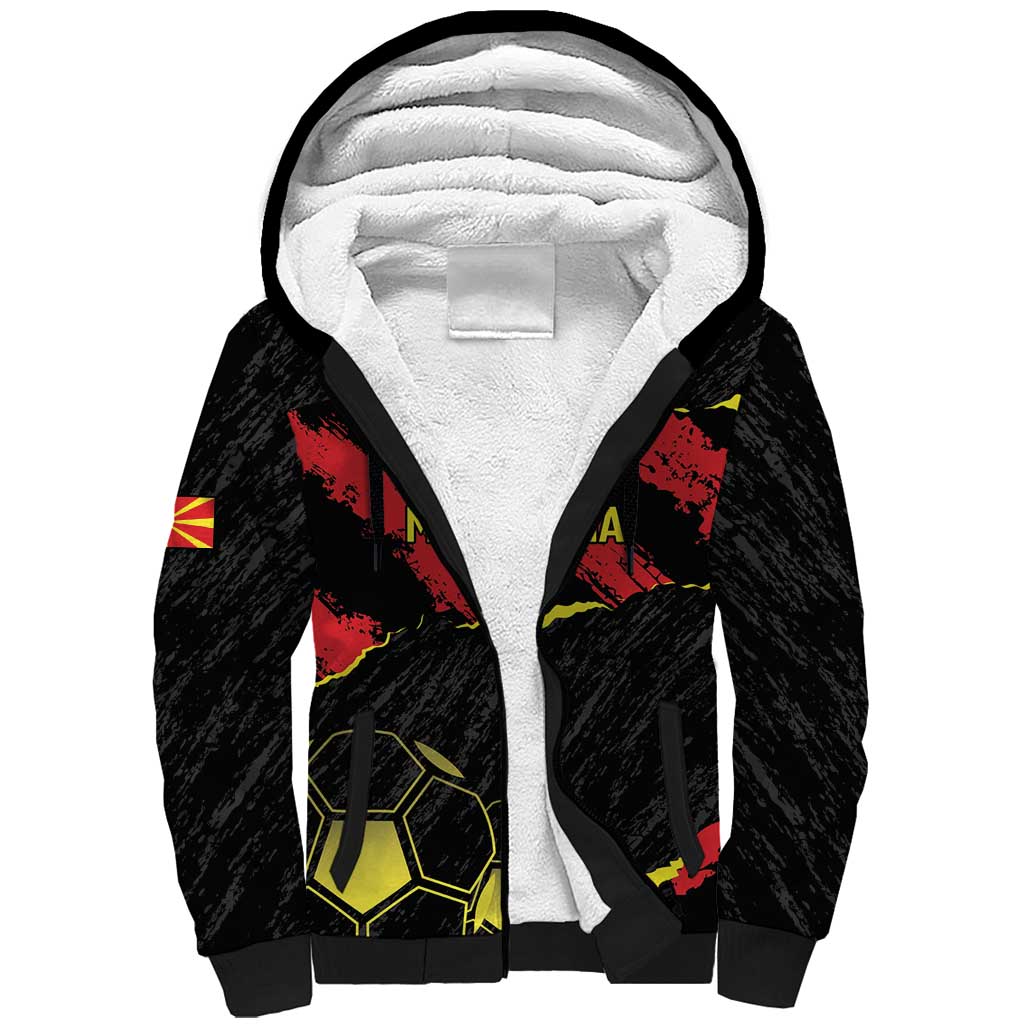 Custom North Macedonia Football Sherpa Hoodie Go Champions Grunge Style