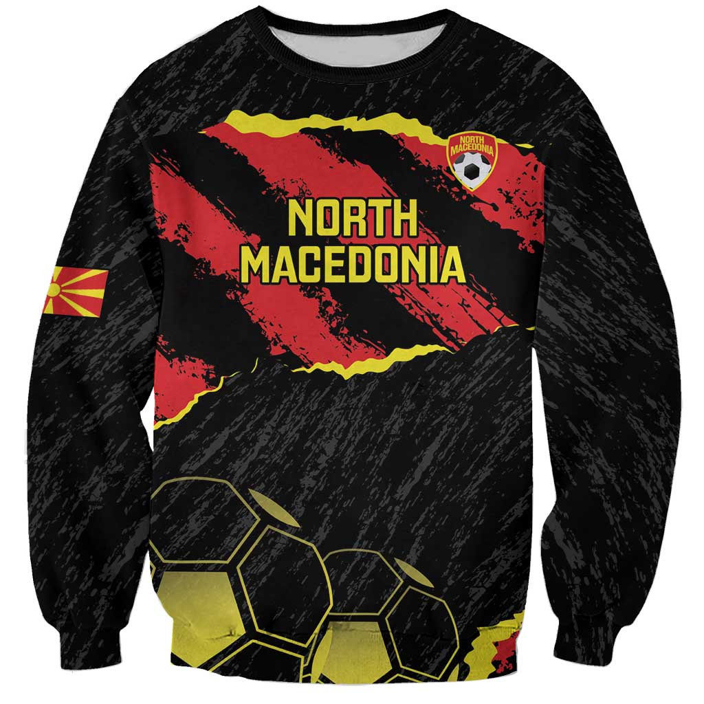 Custom North Macedonia Football Sweatshirt Go Champions Grunge Style