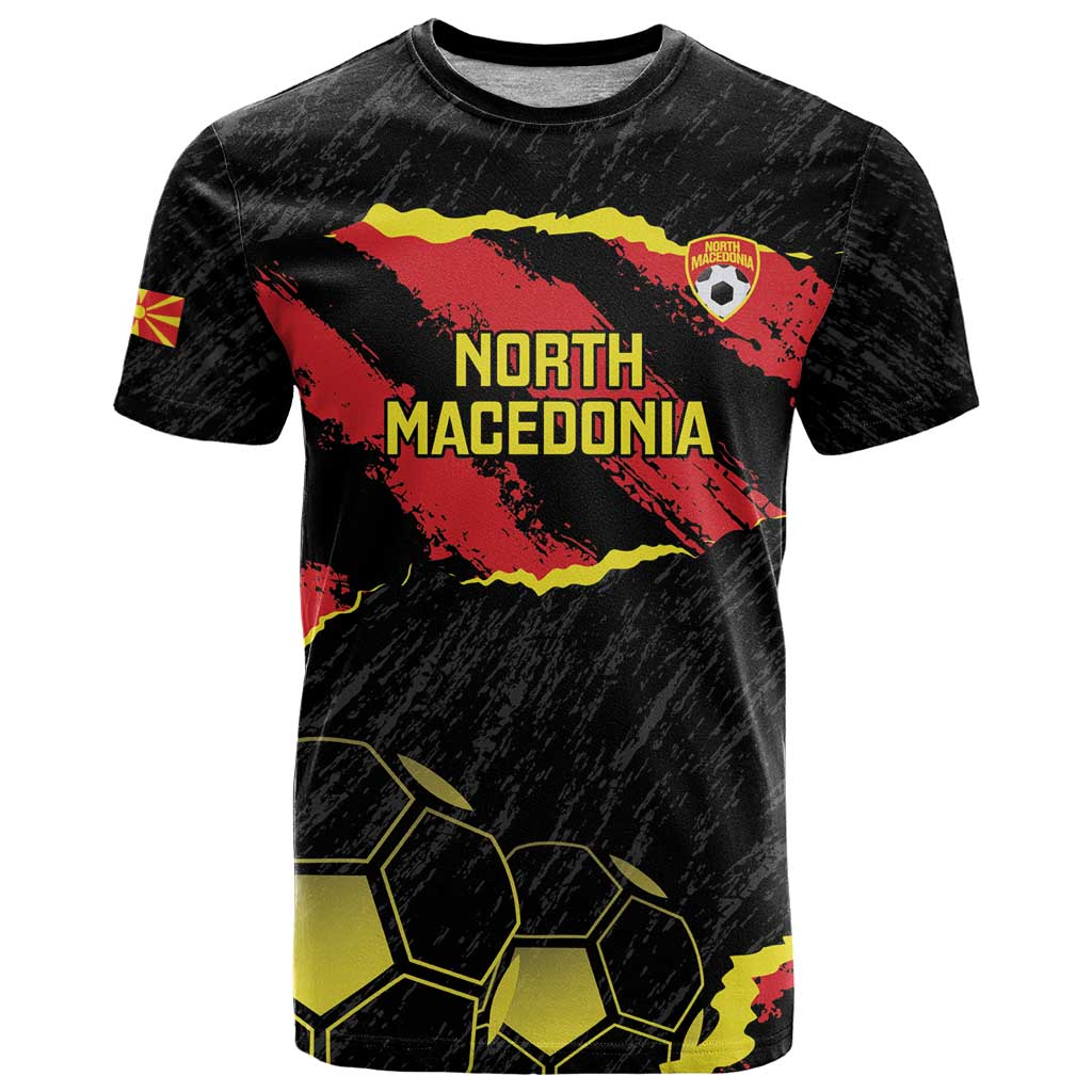 Custom North Macedonia Football T Shirt Go Champions Grunge Style