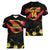 Custom North Macedonia Football Women V-Neck T-Shirt Go Champions Grunge Style