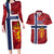 Custom Norway Football Couples Matching Long Sleeve Bodycon Dress and Hawaiian Shirt Come On Kongeriket Norge