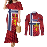 Custom Norway Football Couples Matching Mermaid Dress and Long Sleeve Button Shirt Come On Kongeriket Norge