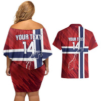 Custom Norway Football Couples Matching Off Shoulder Short Dress and Hawaiian Shirt Come On Kongeriket Norge