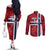 Custom Norway Football Couples Matching Off The Shoulder Long Sleeve Dress and Long Sleeve Button Shirt Come On Kongeriket Norge