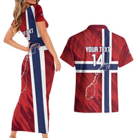 Custom Norway Football Couples Matching Short Sleeve Bodycon Dress and Hawaiian Shirt Come On Kongeriket Norge