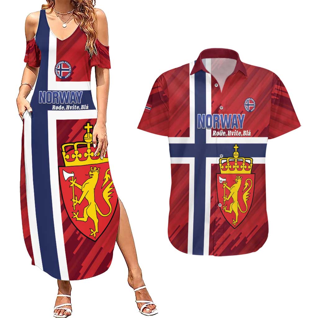 Custom Norway Football Couples Matching Summer Maxi Dress and Hawaiian Shirt Come On Kongeriket Norge