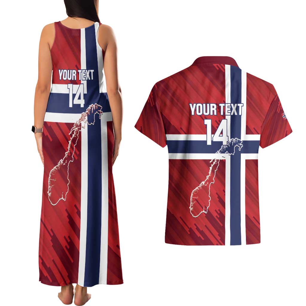 Custom Norway Football Couples Matching Tank Maxi Dress and Hawaiian Shirt Come On Kongeriket Norge