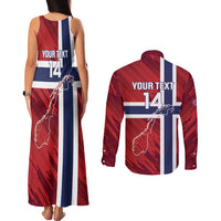 Custom Norway Football Couples Matching Tank Maxi Dress and Long Sleeve Button Shirt Come On Kongeriket Norge