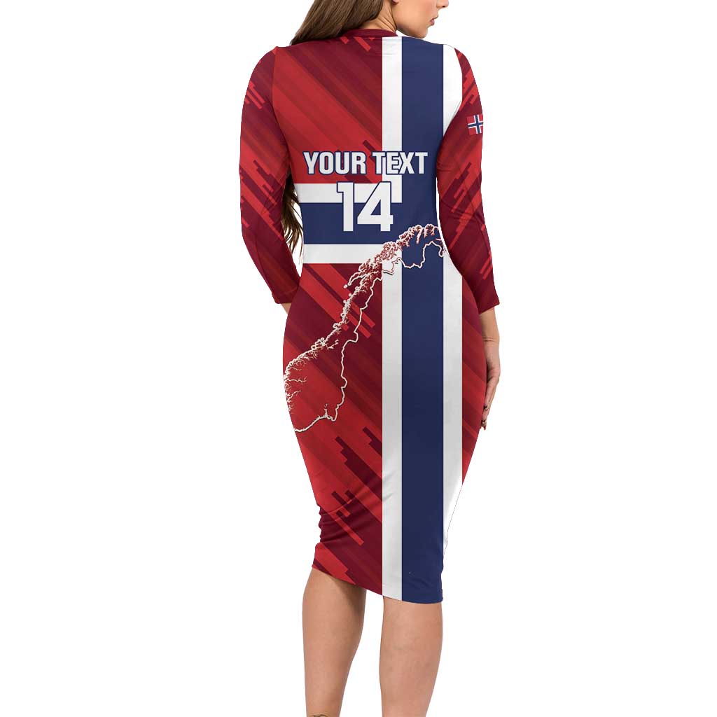 Custom Norway Football Family Matching Long Sleeve Bodycon Dress and Hawaiian Shirt Come On Kongeriket Norge