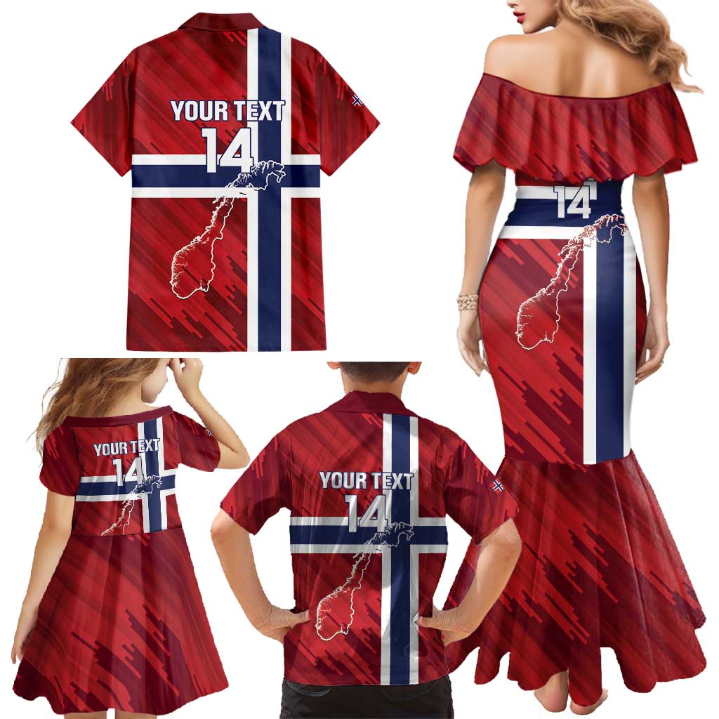 Custom Norway Football Family Matching Mermaid Dress and Hawaiian Shirt Come On Kongeriket Norge