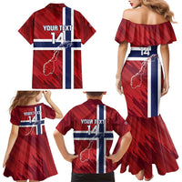 Custom Norway Football Family Matching Mermaid Dress and Hawaiian Shirt Come On Kongeriket Norge