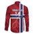 Custom Norway Football Family Matching Off The Shoulder Long Sleeve Dress and Hawaiian Shirt Come On Kongeriket Norge