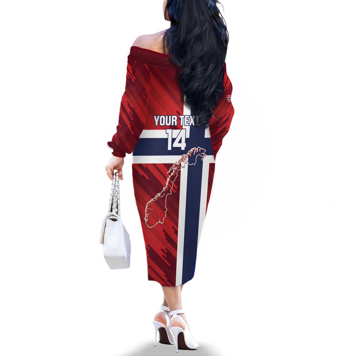 Custom Norway Football Family Matching Off The Shoulder Long Sleeve Dress and Hawaiian Shirt Come On Kongeriket Norge