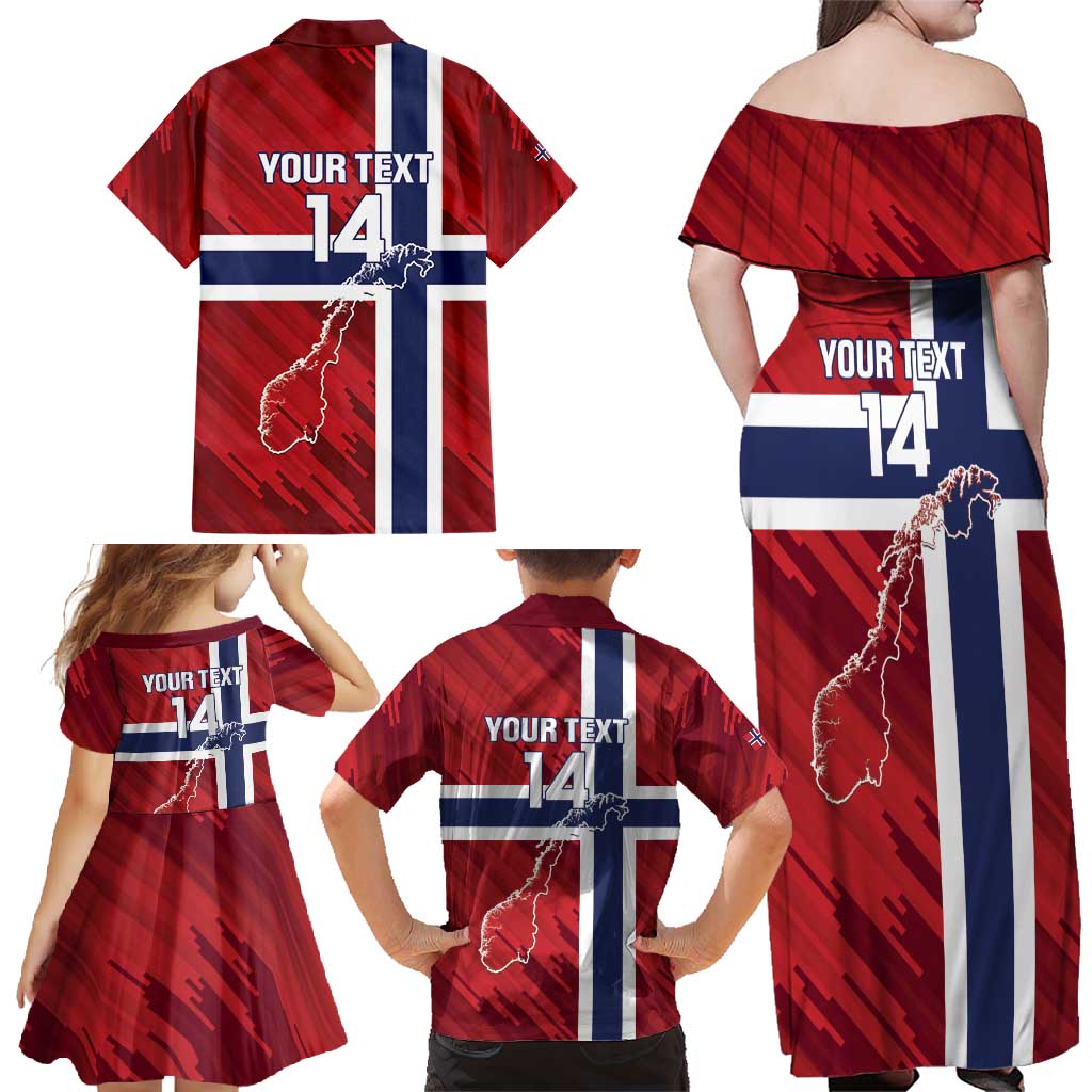 Custom Norway Football Family Matching Off Shoulder Maxi Dress and Hawaiian Shirt Come On Kongeriket Norge