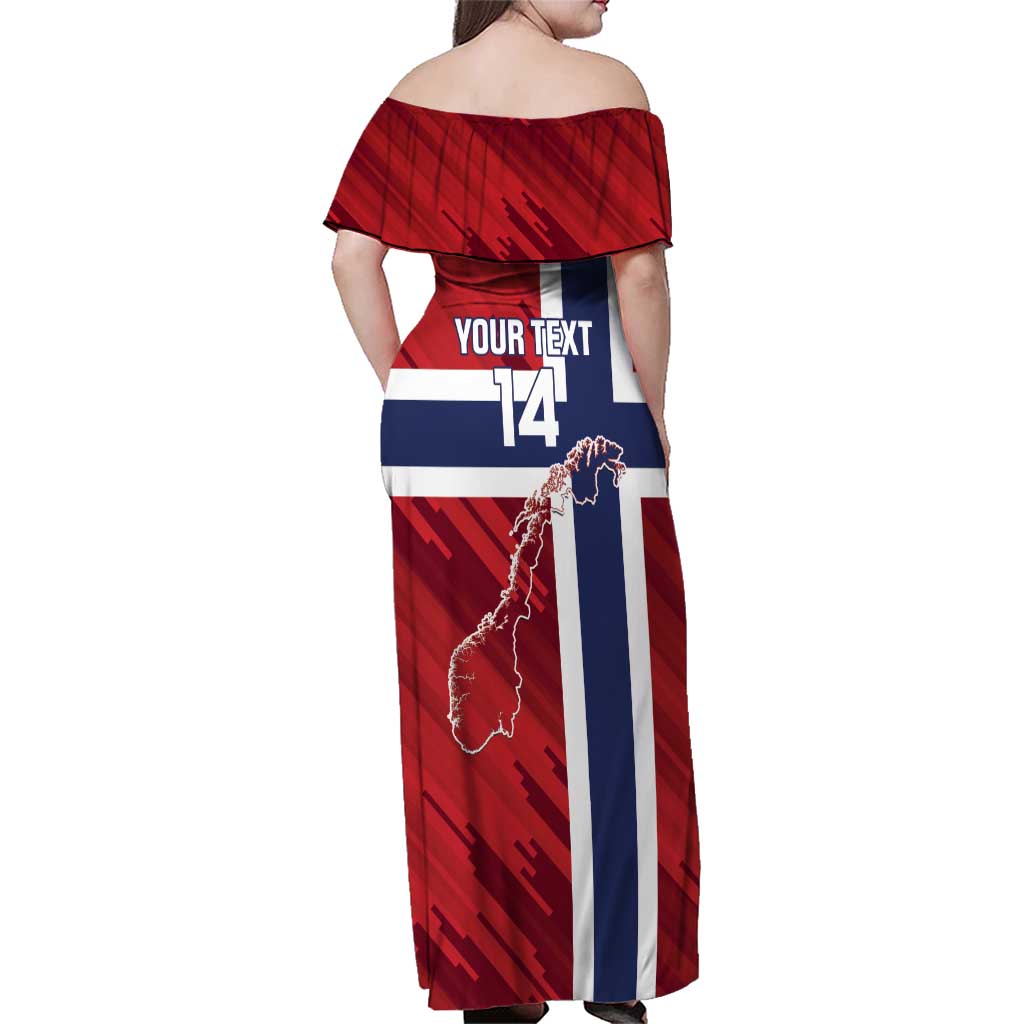 Custom Norway Football Family Matching Off Shoulder Maxi Dress and Hawaiian Shirt Come On Kongeriket Norge
