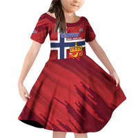 Custom Norway Football Family Matching Off Shoulder Short Dress and Hawaiian Shirt Come On Kongeriket Norge