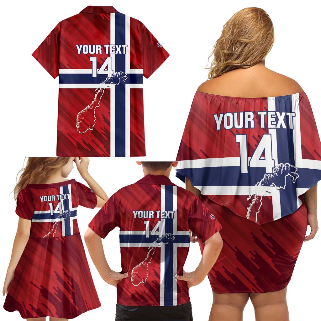 Custom Norway Football Family Matching Off Shoulder Short Dress and Hawaiian Shirt Come On Kongeriket Norge