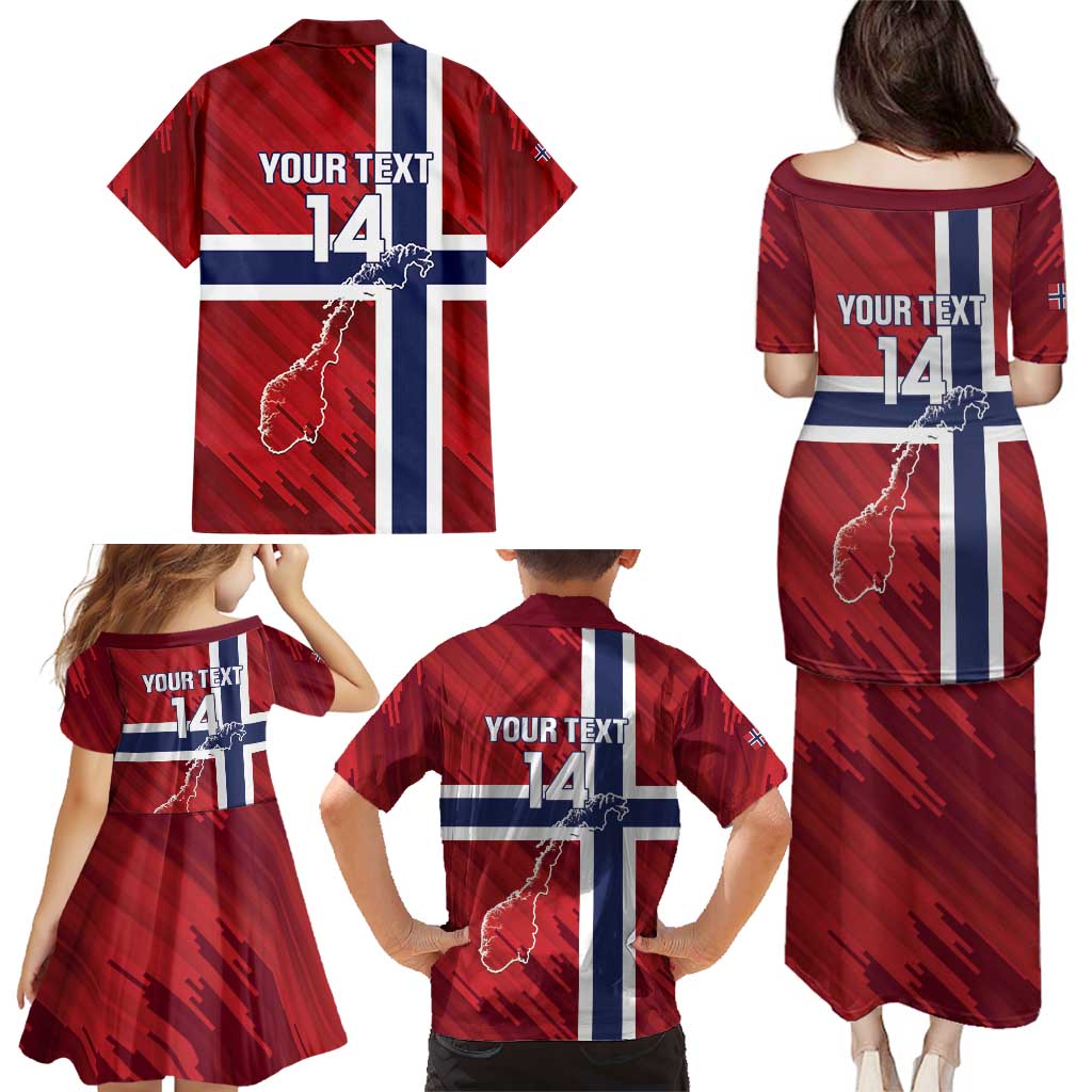 Custom Norway Football Family Matching Puletasi and Hawaiian Shirt Come On Kongeriket Norge
