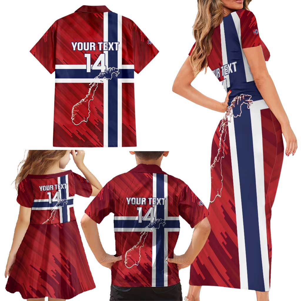 Custom Norway Football Family Matching Short Sleeve Bodycon Dress and Hawaiian Shirt Come On Kongeriket Norge