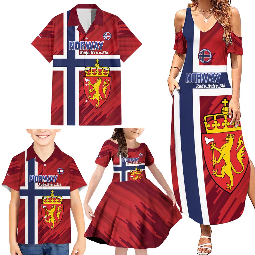 Custom Norway Football Family Matching Summer Maxi Dress and Hawaiian Shirt Come On Kongeriket Norge