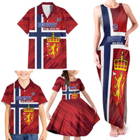 Custom Norway Football Family Matching Tank Maxi Dress and Hawaiian Shirt Come On Kongeriket Norge