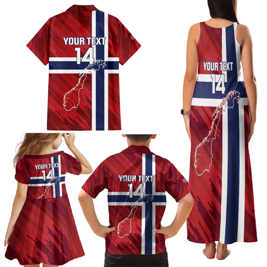 Custom Norway Football Family Matching Tank Maxi Dress and Hawaiian Shirt Come On Kongeriket Norge