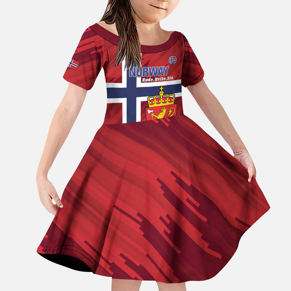 Custom Norway Football Kid Short Sleeve Dress Come On Kongeriket Norge