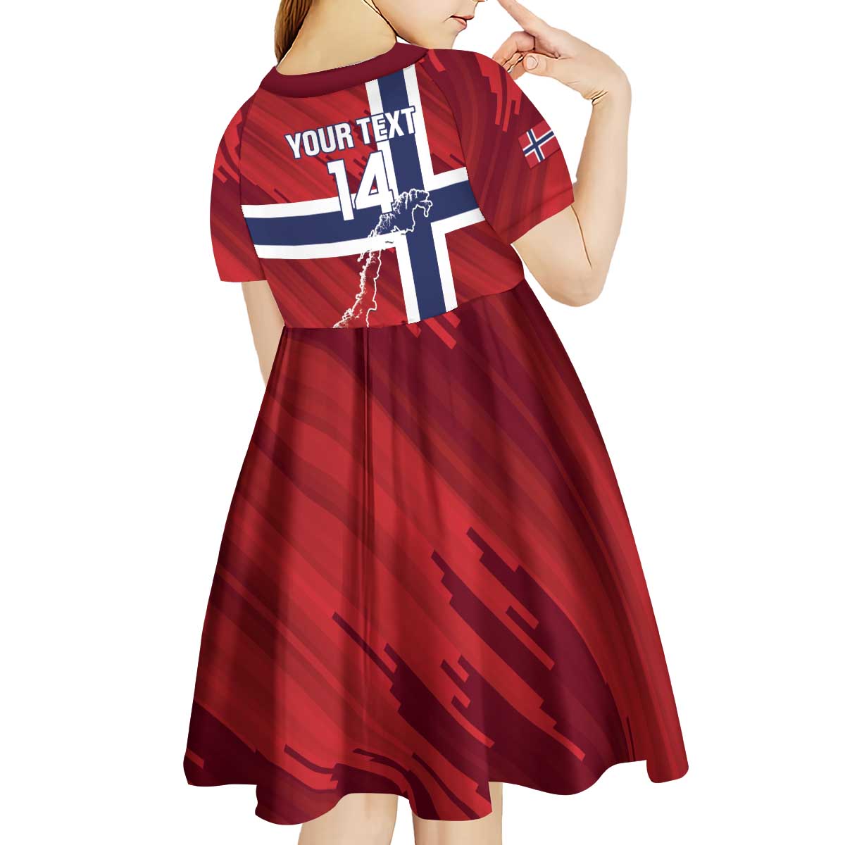 Custom Norway Football Kid Short Sleeve Dress Come On Kongeriket Norge