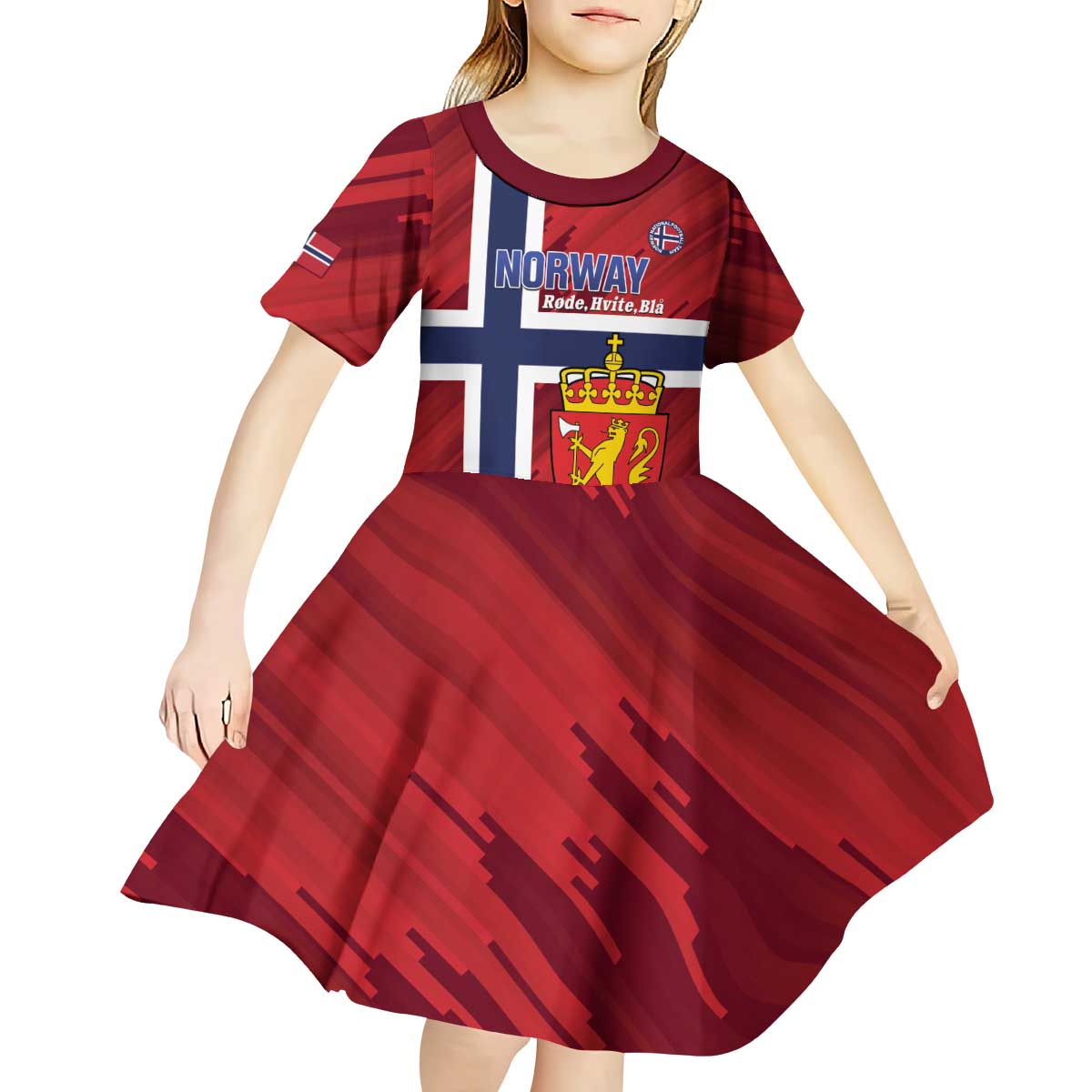 Custom Norway Football Kid Short Sleeve Dress Come On Kongeriket Norge