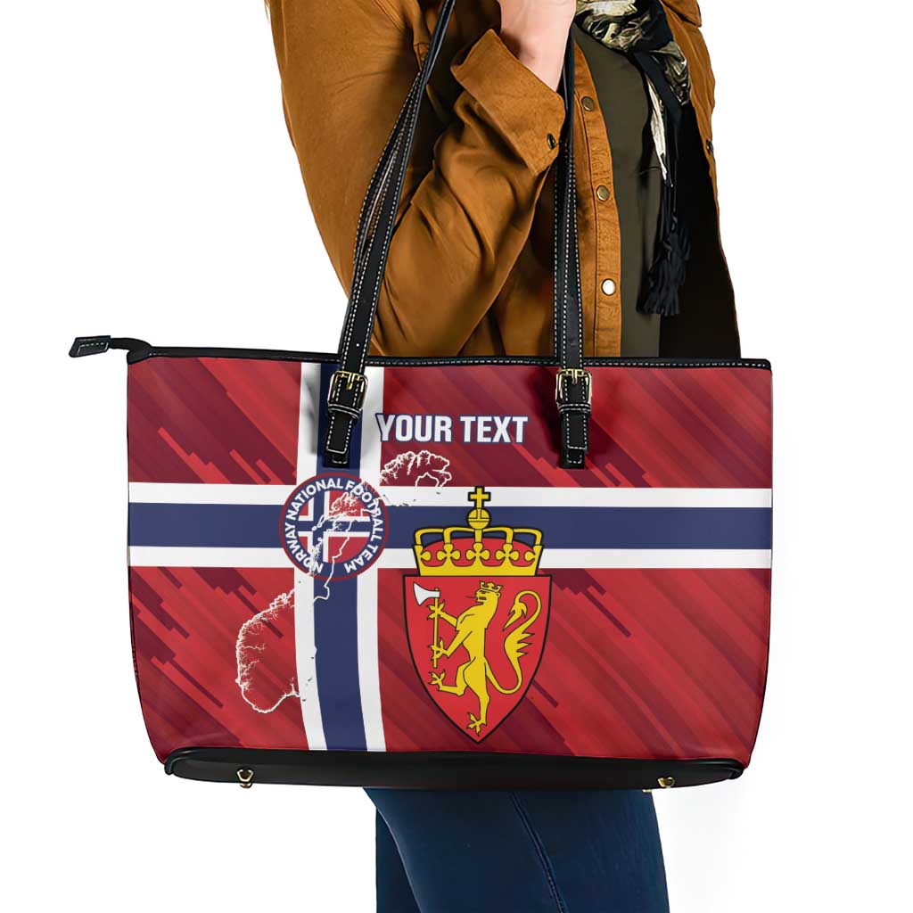 Custom Norway Football Leather Tote Bag Come On Kongeriket Norge