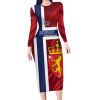 Custom Norway Football Long Sleeve Bodycon Dress Come On Kongeriket Norge