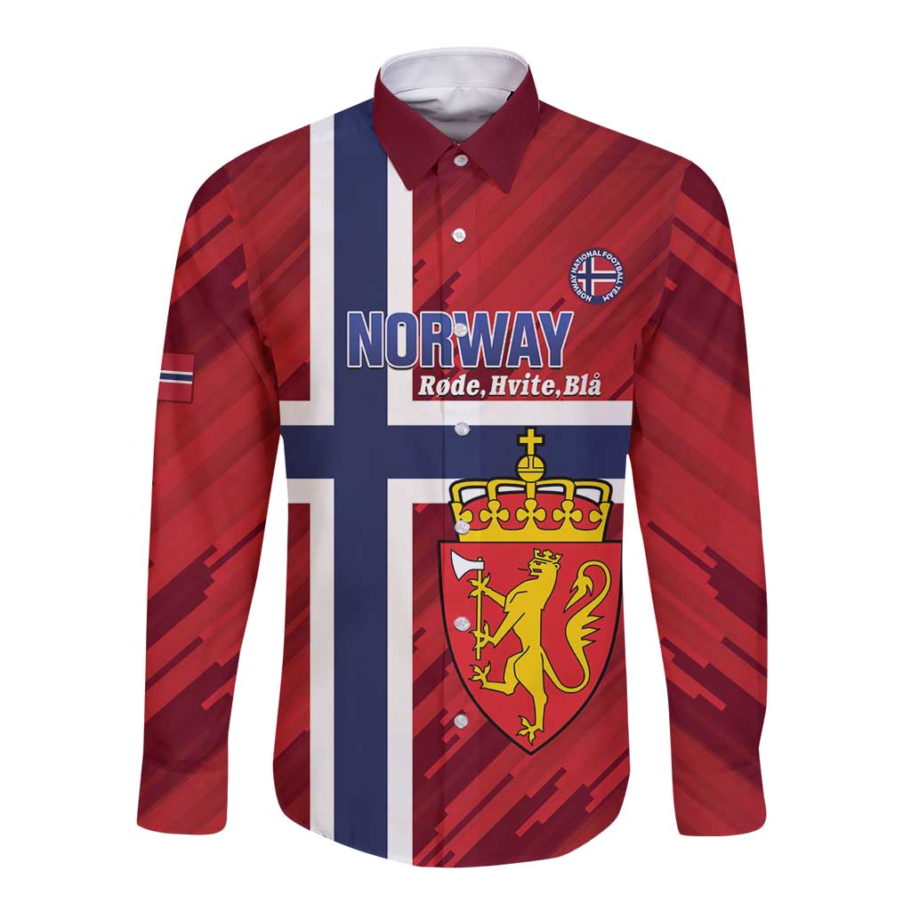 Custom Norway Football Long Sleeve Button Shirt Come On Kongeriket Norge