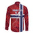 Custom Norway Football Long Sleeve Button Shirt Come On Kongeriket Norge