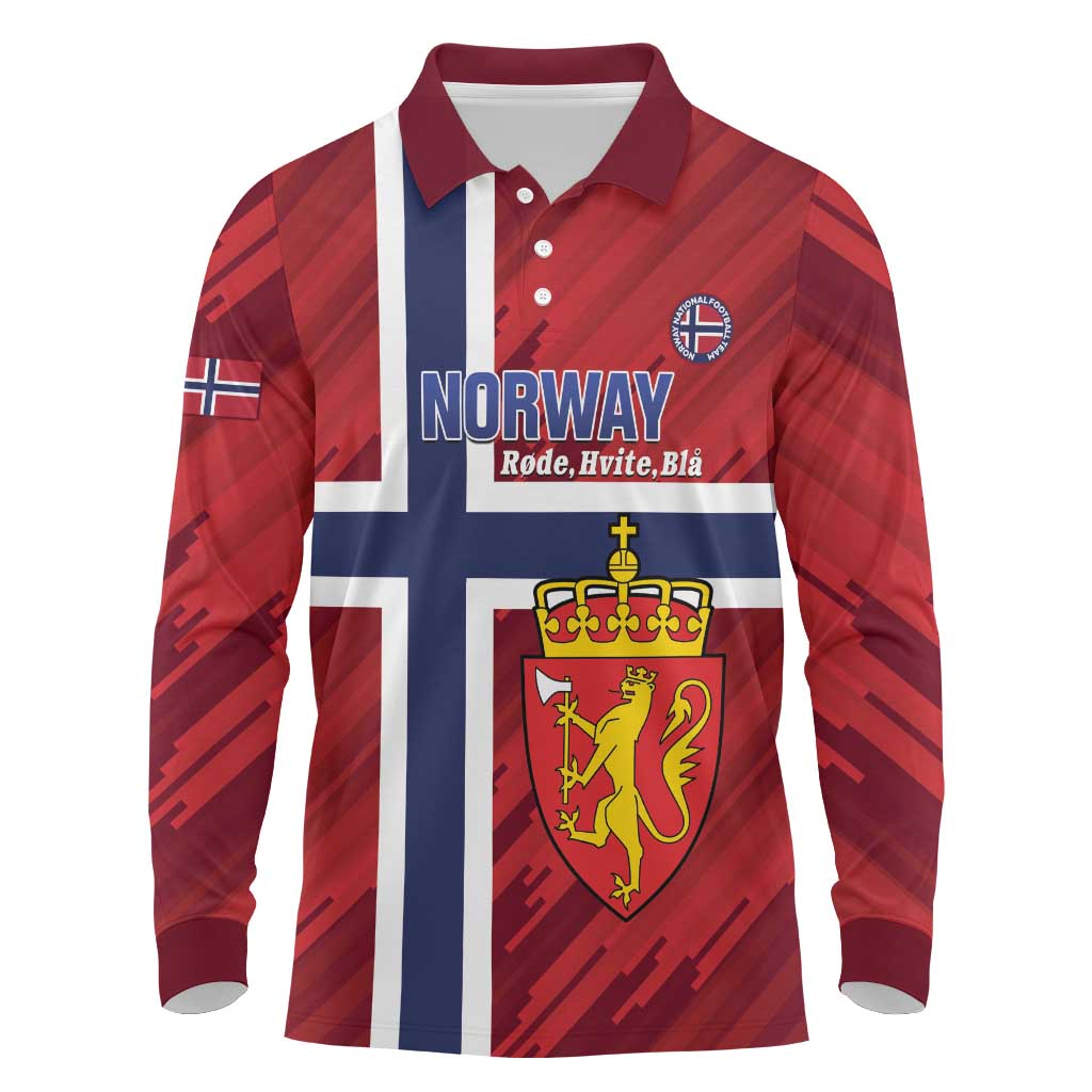 Custom Norway Football Long Sleeve Polo Shirt Come On Kongeriket Norge