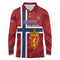 Custom Norway Football Long Sleeve Polo Shirt Come On Kongeriket Norge