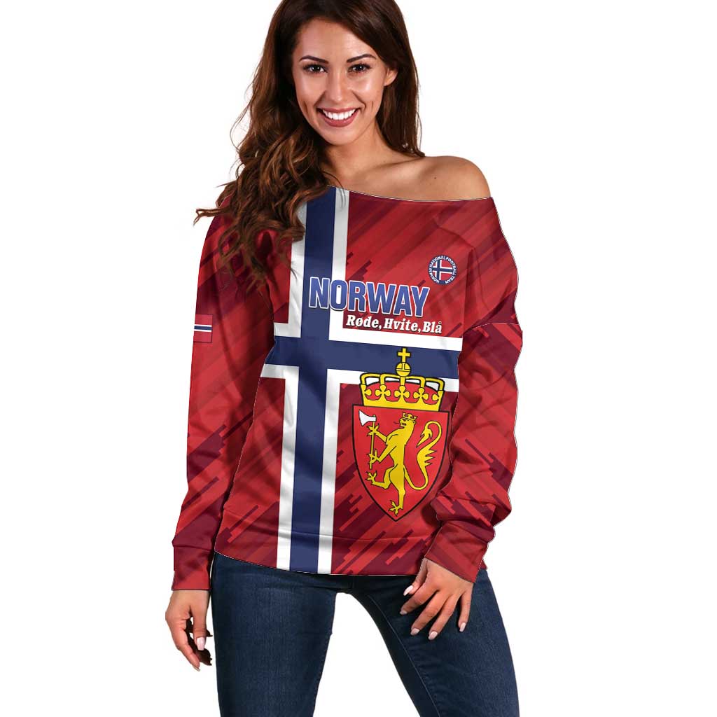 Custom Norway Football Off Shoulder Sweater Come On Kongeriket Norge