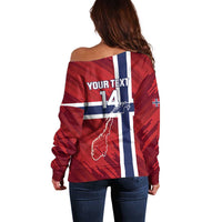 Custom Norway Football Off Shoulder Sweater Come On Kongeriket Norge