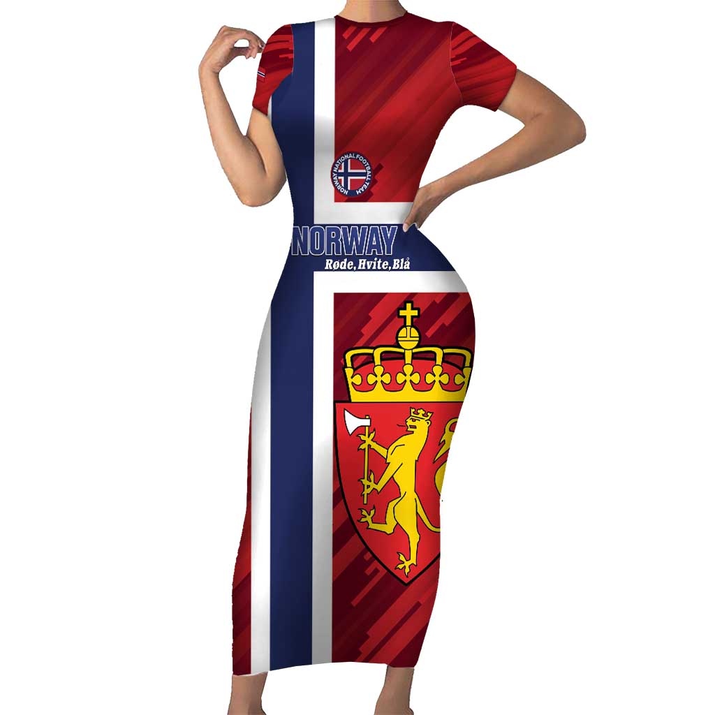 Custom Norway Football Short Sleeve Bodycon Dress Come On Kongeriket Norge
