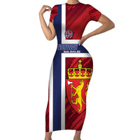 Custom Norway Football Short Sleeve Bodycon Dress Come On Kongeriket Norge