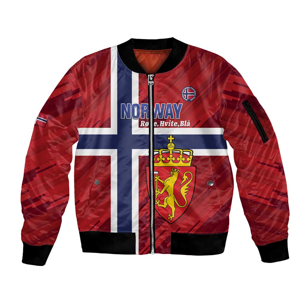 Custom Norway Football Sleeve Zip Bomber Jacket Come On Kongeriket Norge