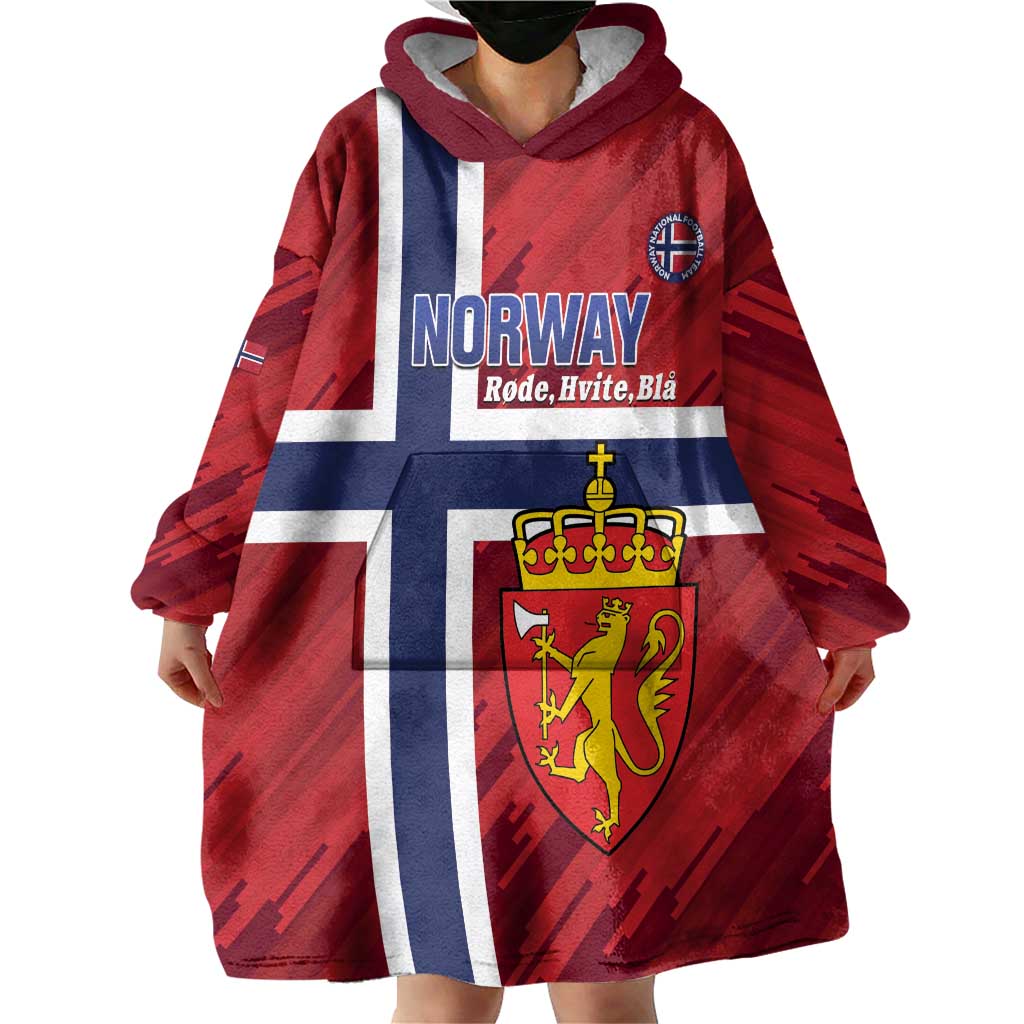 Custom Norway Football Wearable Blanket Hoodie Come On Kongeriket Norge