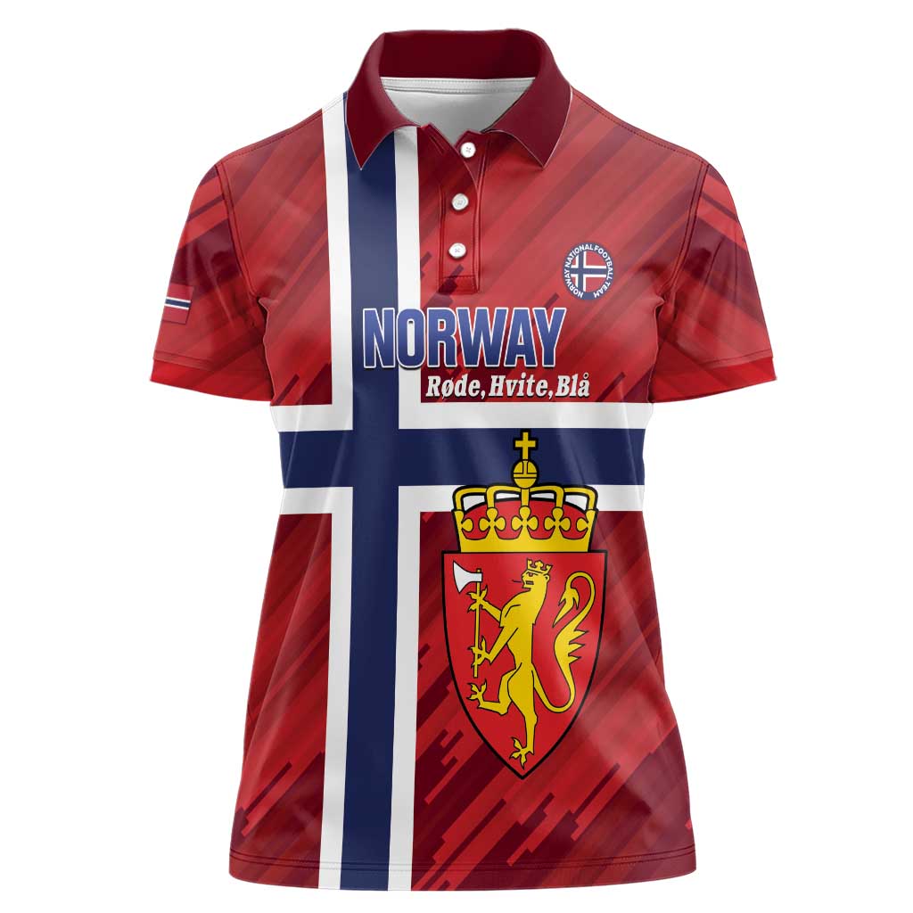 Custom Norway Football Women Polo Shirt Come On Kongeriket Norge