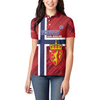Custom Norway Football Women Polo Shirt Come On Kongeriket Norge