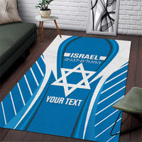 Custom Israel Football Area Rug Come On Sky Blue and Whites