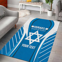 Custom Israel Football Area Rug Come On Sky Blue and Whites