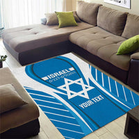 Custom Israel Football Area Rug Come On Sky Blue and Whites