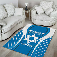 Custom Israel Football Area Rug Come On Sky Blue and Whites