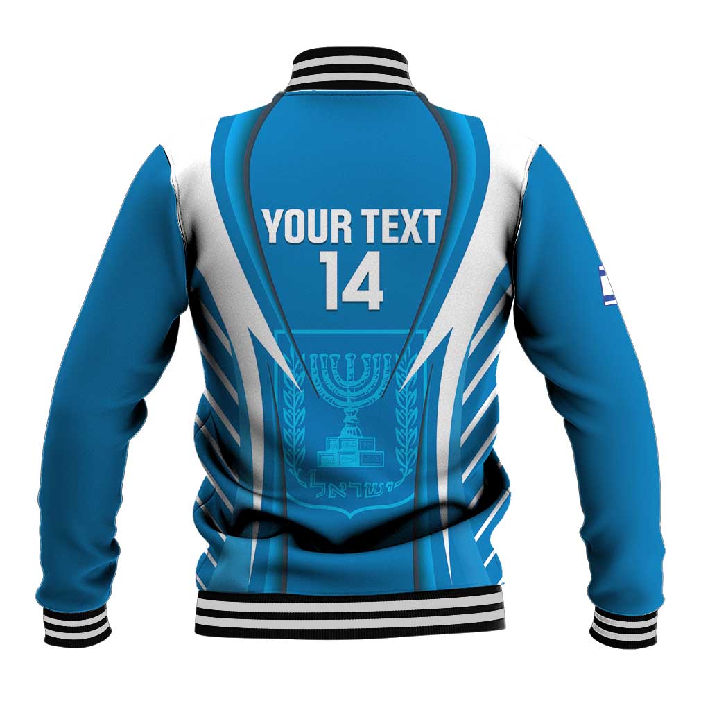 Custom Israel Football Baseball Jacket Come On Sky Blue and Whites