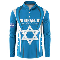 Custom Israel Football Button Sweatshirt Come On Sky Blue and Whites