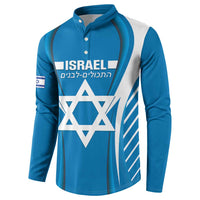Custom Israel Football Button Sweatshirt Come On Sky Blue and Whites